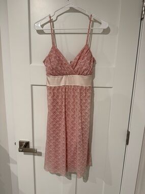 Taboo Dusty Rose Lace Dress with Ivory Band